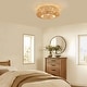 preview thumbnail 18 of 17, Boho Smart Gold Rattan Caged Drum Flush Mount Ceiling Fan