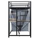 preview thumbnail 52 of 77, Twin/Full Size Loft Bed with Bulit-in Desk and LED Light, Metal Loft Bedframe with Wardrobe, Storage Shelves and Power Outlet