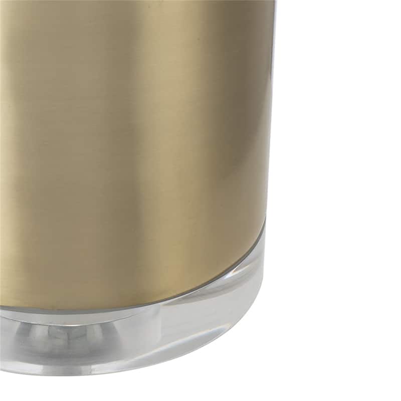 D15x25.5" Gold and White Cylinder Table Lamp with Drum Shade