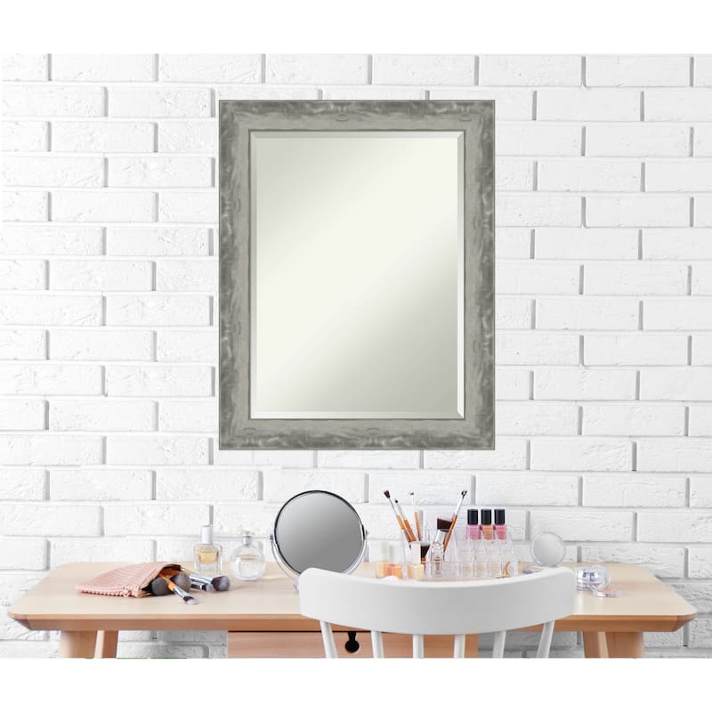 Beveled Wall Mirror - Waveline Silver Narrow Frame - Waveline Silver Narrow