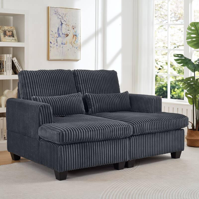 Chaise Lounge Sofa Chair, Loveseat with Adjustable Backrest, Convertible 2-Seater Sectional Sofa Chair