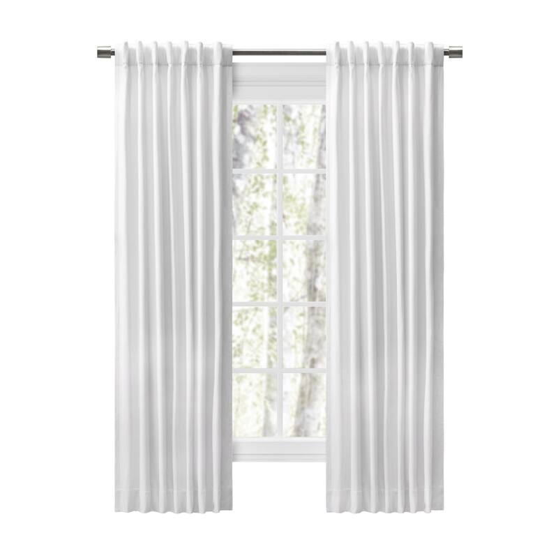 Chevron Recycled Cotton Rod Pocket W Back Tab Panel - 48"W x 84"L - White