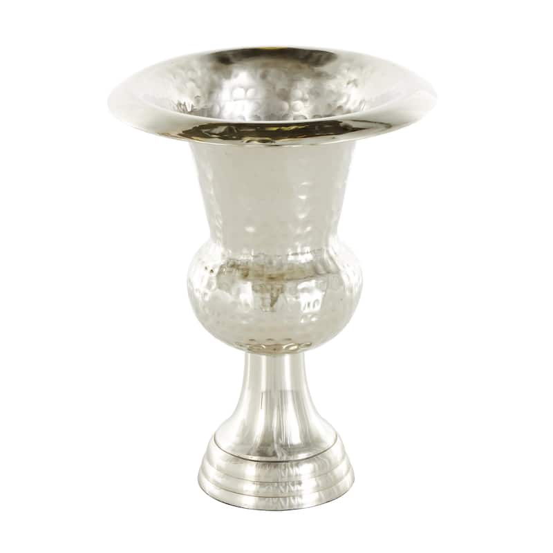 Aluminum Metal Goblet Inspired Hammered Decorative Vase - Gold or Silver - Roche River Decor