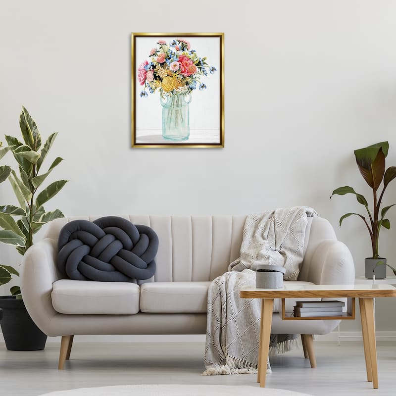Stupell Country Classic Bouquet Framed Floater Canvas Wall Art Design By Cindy Jacobs