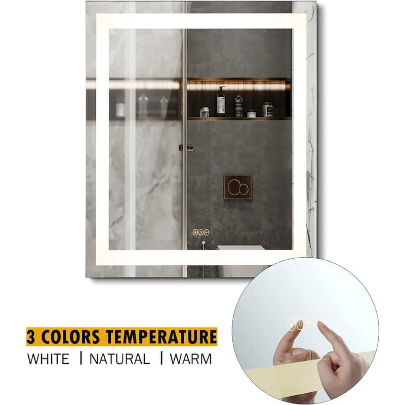 WINGBO LED Bathroom Mirror Wall Mounted, Anti Fog Vanity Lighted Mirror