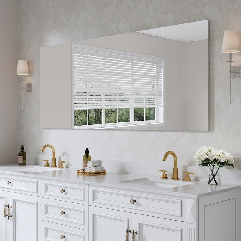 72''/80''W X 30''H Recessed Or Surface Wall Mount Bathroom Medicine Cabinet With Adjustable Glass Shelves