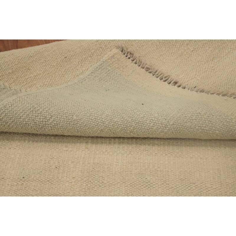 Hand Woven Oriental 100% Wool Carpet Southwestern Modern Beige & Ivories Kilim Runner Rug - 5' 9'' X 2' 2''