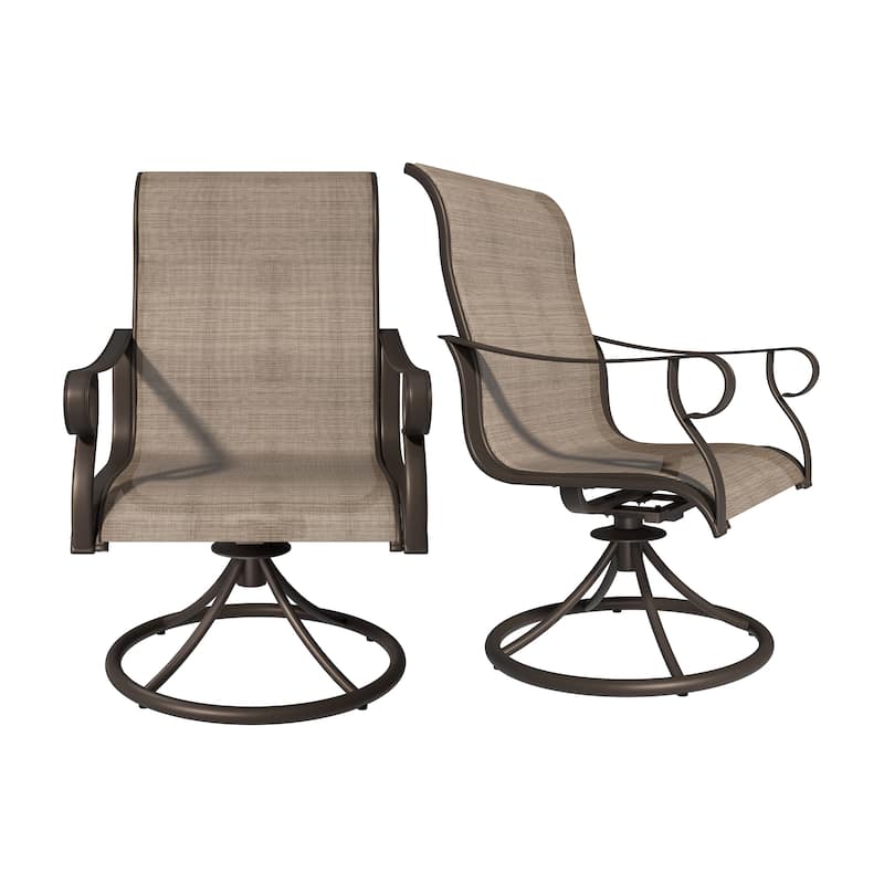 Clihome 360-Degree Textiliene Swivel Dining Chair (Set of 2)