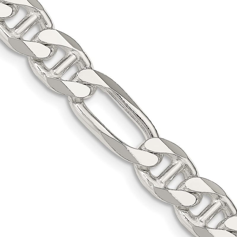 Curata 925 Sterling Silver 7.75mm Figaro Mariner Anchor Chain Necklace for Men
