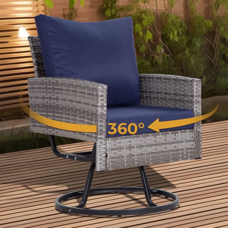6-Piece Wicker Patio Conversation Set with Swivel Chairs