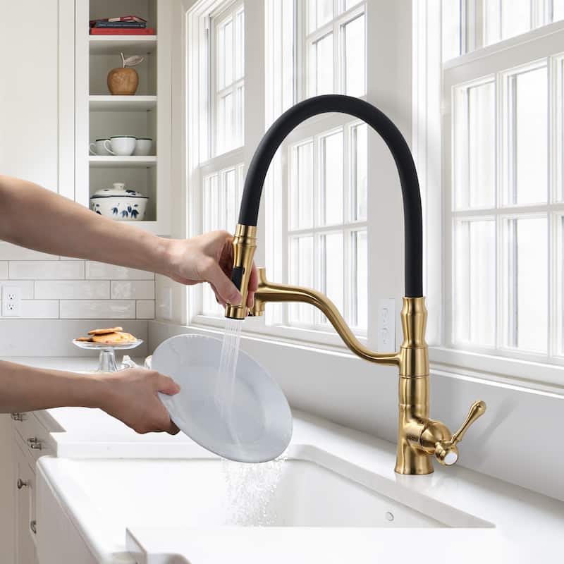 WOWOW Single Handle Pull Down Sprayer Kitchen Faucet