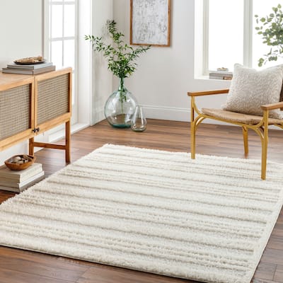 Livabliss Rodos Modern Stripe Plush Area Rug