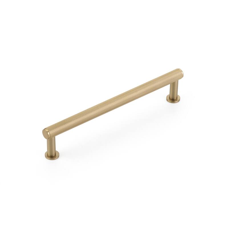 Schaub and Company Pub House 6" Center to Center Knurled Handle Solid - Signature Satin Brass