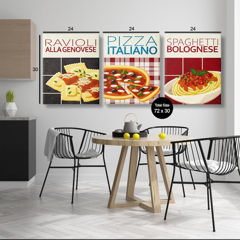 Stupell Classic Italian Pasta Meals Canvas Wall Art Design By Kim Allen (Set of 3)