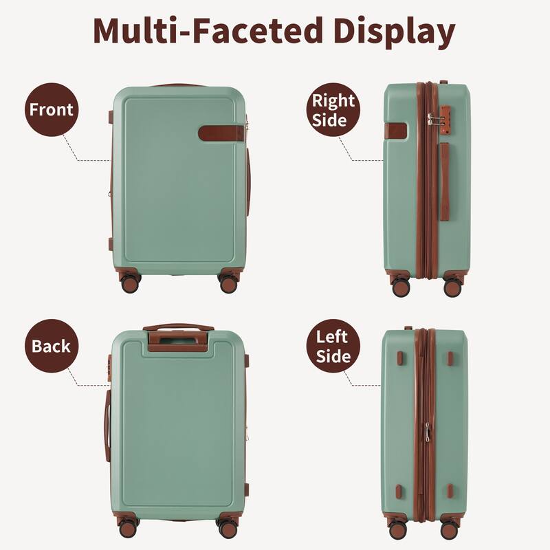 4 Piece ABS Expanable Spinner Wheels Lightweight Luggage Set w/TSA Lock and Compression Packing Cubes