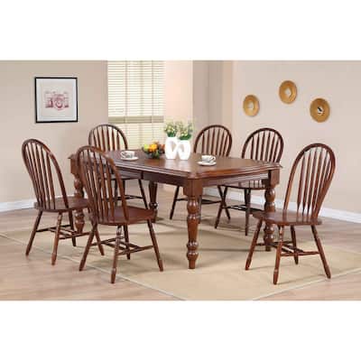 Extendable Dining Set 7 Piece Rectangular Table & Chairs - 56-72" Solid Wood Dining Room Set