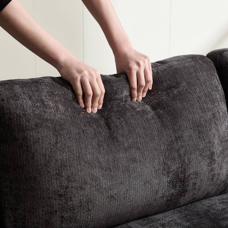 97" L-Shaped Chenille Sectional Sofa with Movable Storage Ottoman