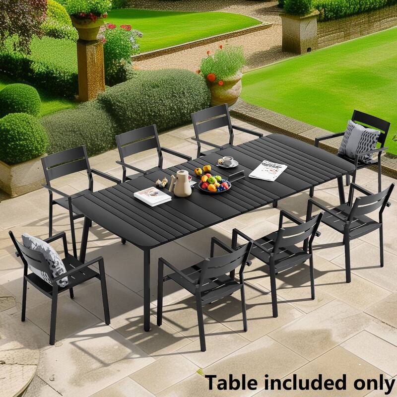 Pellebant Patio Dining Table Rectangular Aluminum Outdoor Table