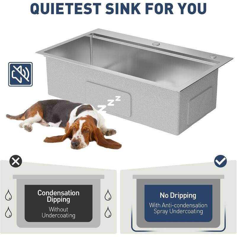 30"X18"X9" Undermount Kitchen Drop In Sink for Easy Installation