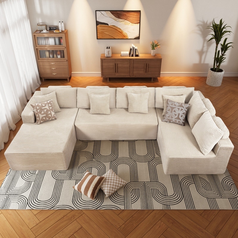 WINSOON 135"x69" Plush Modular Sectional Sofa with Pillows