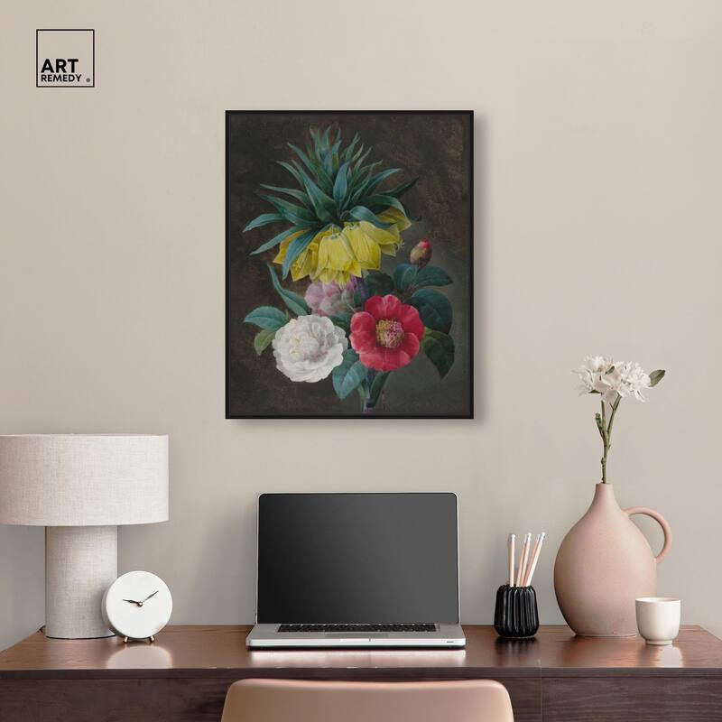Four Peonies and a Crown Canvas by Art Remedy