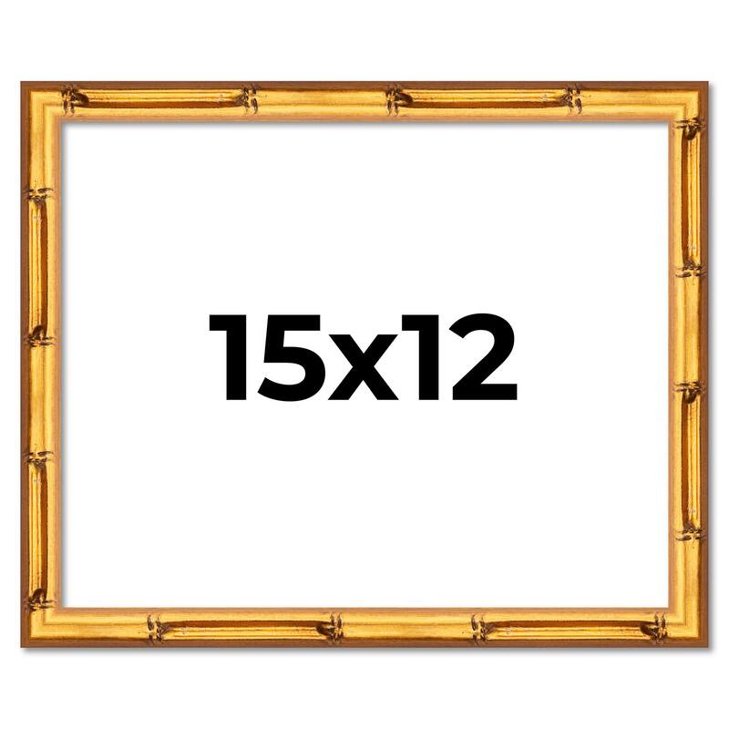 15x12 Frame Gold Bamboo Picture Frame Modern Photo Frame Includes UV Acrylic Shatter Guard Front Acid Free Foam Backing Board
