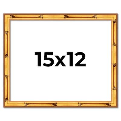 15x12 Frame Gold Bamboo Picture Frame Modern Photo Frame Includes UV Acrylic Shatter Guard Front Acid Free Foam Backing Board