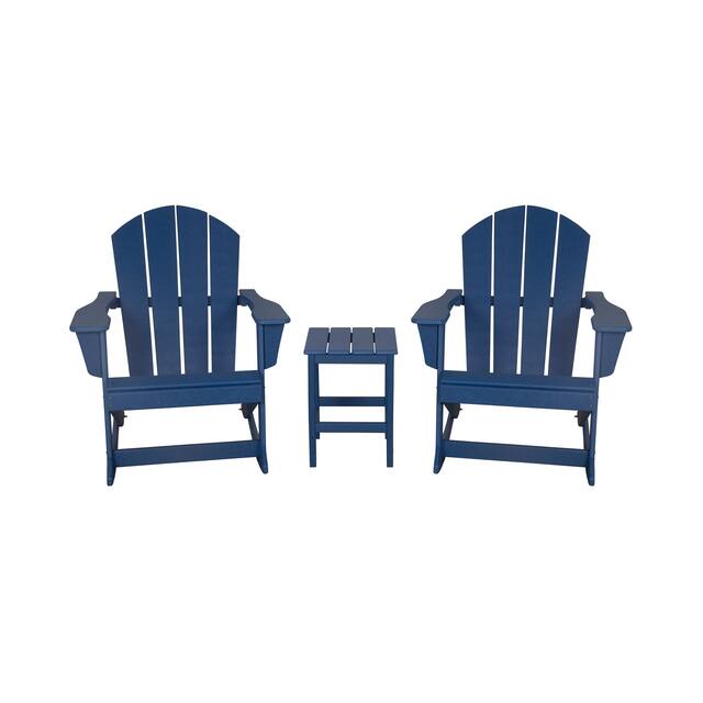 Laguna 3-Piece Adirondack Rocking Chairs and Side Table Set - Navy Blue