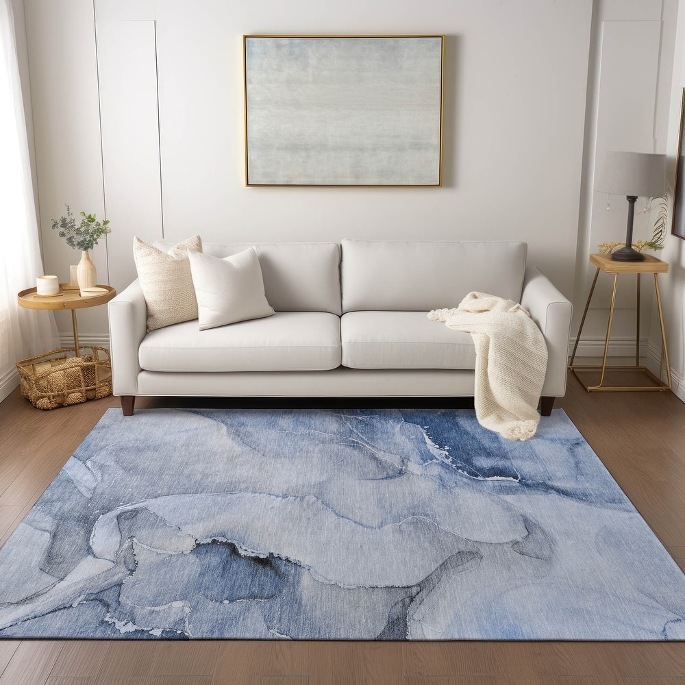Machine Washable Indoor/ Outdoor Abstract Chantille Rug