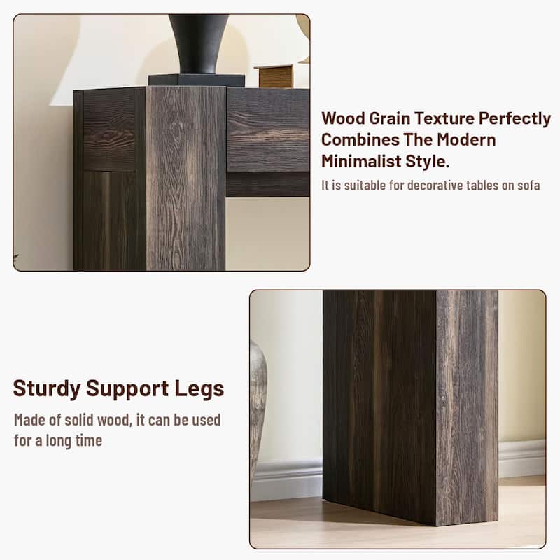Modern Entryway Console Table, Thick Wood Sofa Table with Drawers