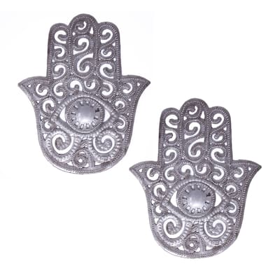 Hamsa Hand Haitian Metal Wall Art, Set of 2