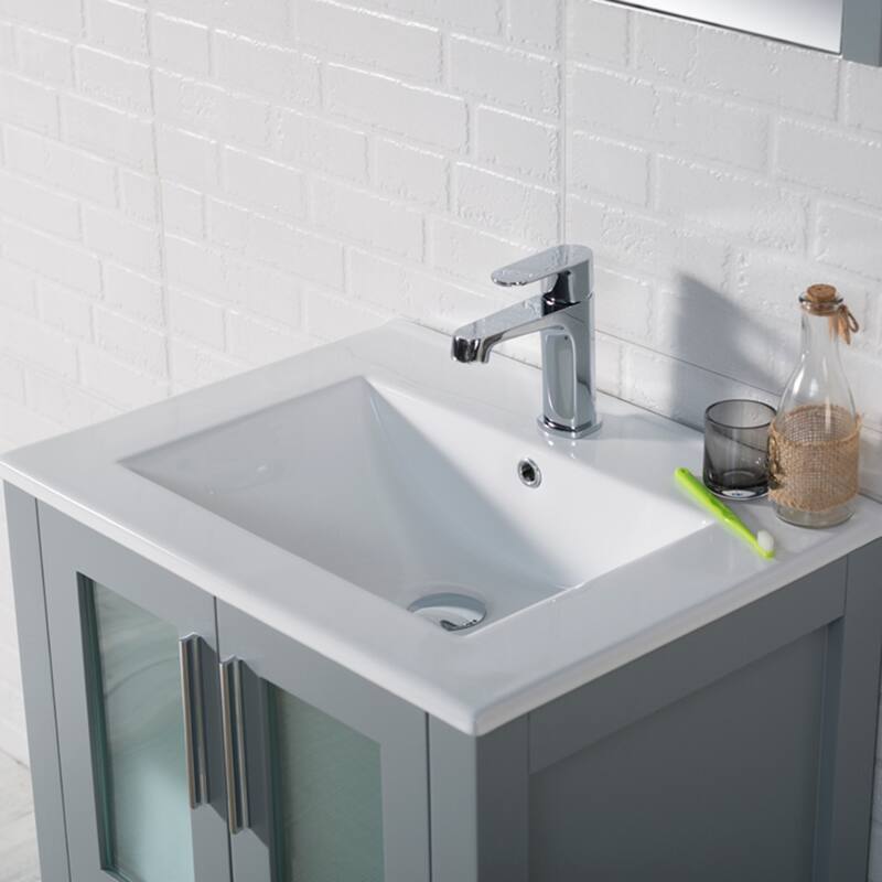 Blossom Solid Wood Double Bathroom Vanity w/ Ceramic Sink & Base