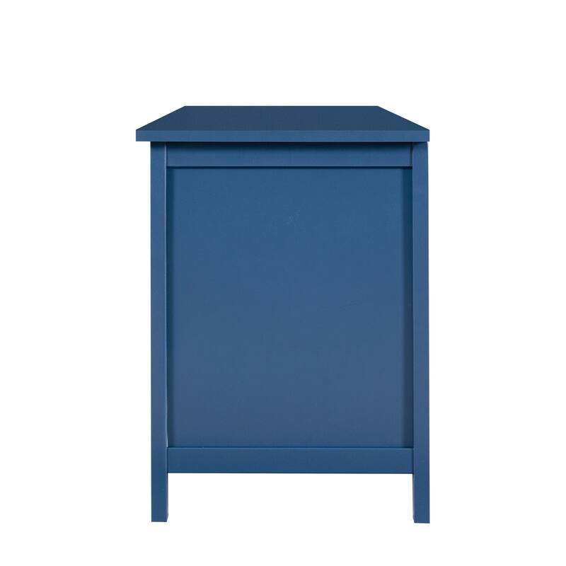 Retro Modern TV Stand with 3 Storage Cabinets and Rainbow Doors for Living Room Home Theater and Studio​
