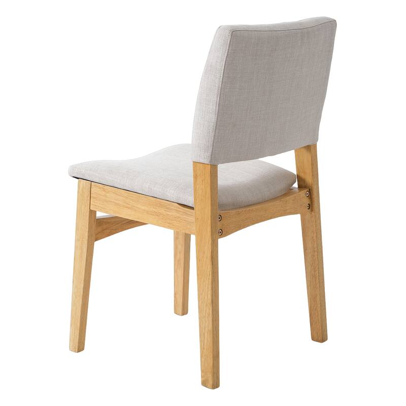 Upholstered Stackable Dining Chairs Set of 4 - Linen Fabric Seat & Backrest, Solid Wood Frame, Rustic Kitchen Chairs