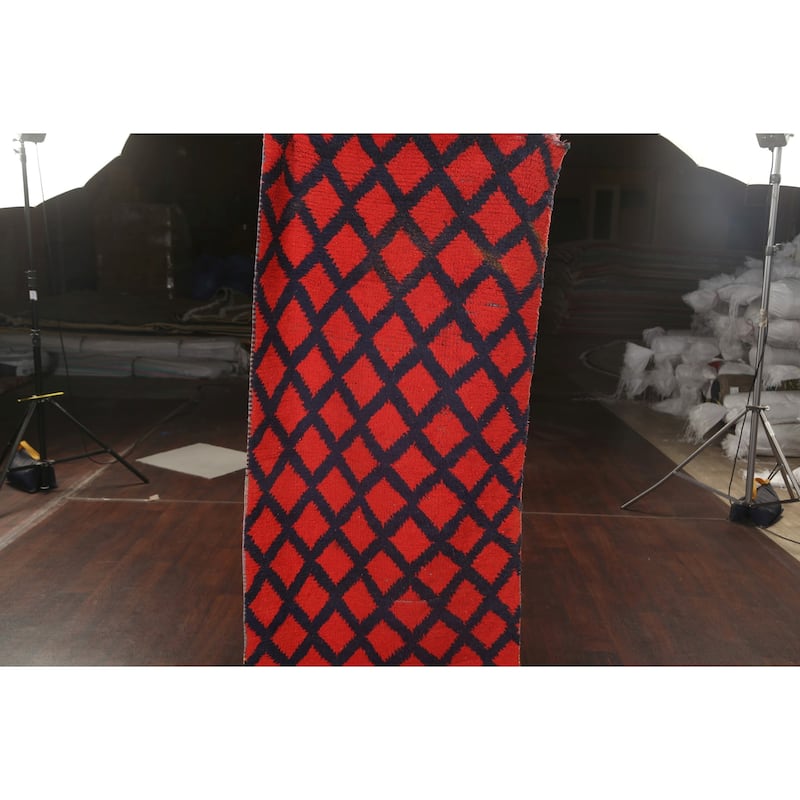 Checkered Tribal Moroccan Oriental Wool Area Rug Hand-knotted Carpet - 2'9" x 5'8"