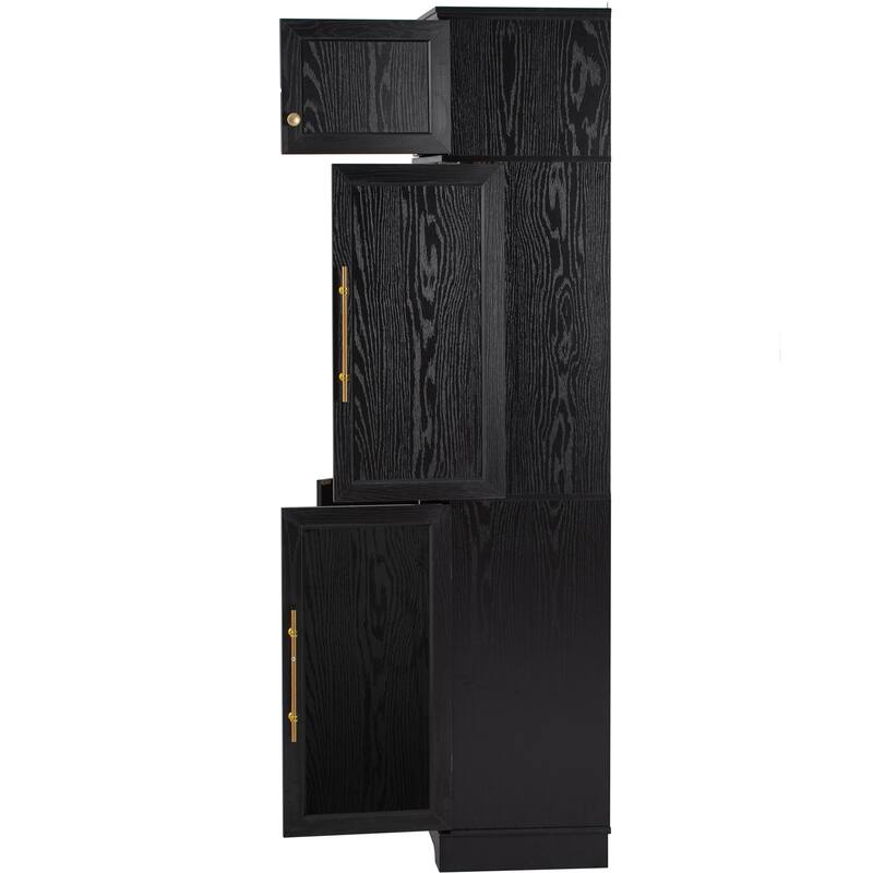 Roomfitters 78" Tall Farmhouse Kitchen Pantry Cabinet with 8 Door Shelves, Wine Rack & Hidden Drawer