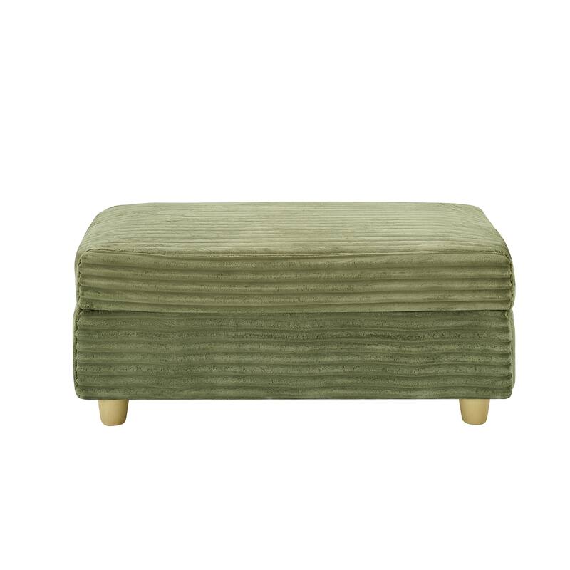 Green Corduroy Single Sofa with Storage and Pillows, 57x41x31 inches