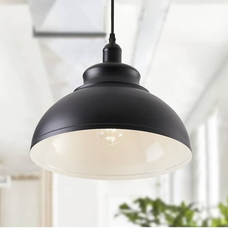 Industrial Black 1-Light Pendant Light with Metal Shade