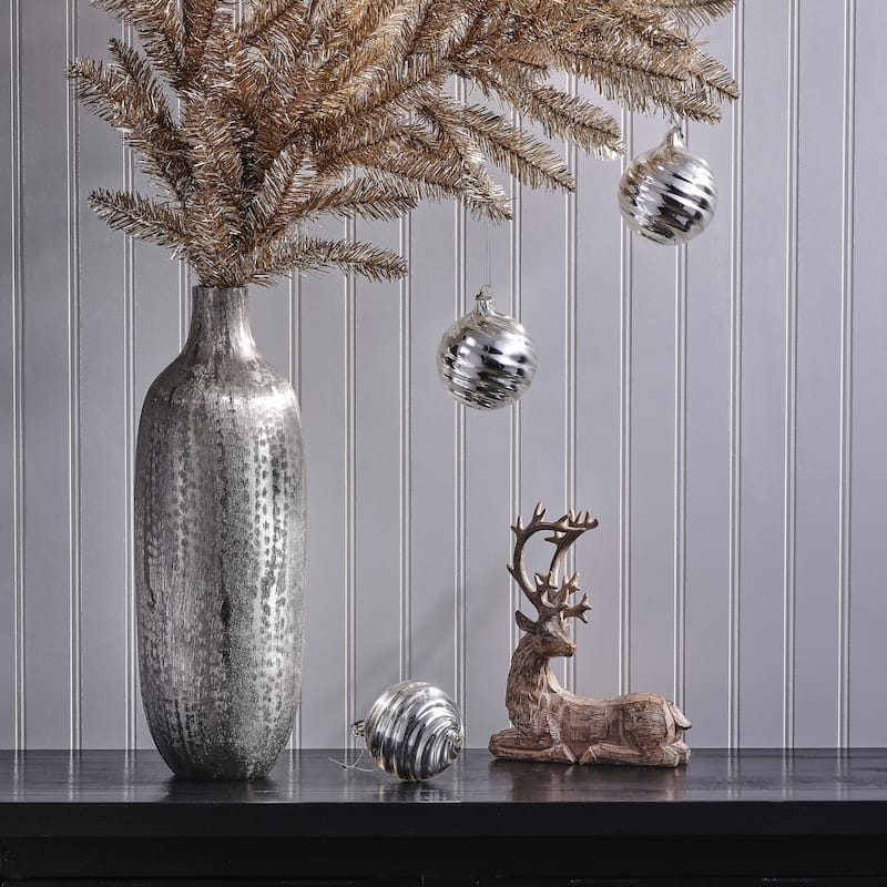 90mm Heavy Glass Ball Ornament Set of 3