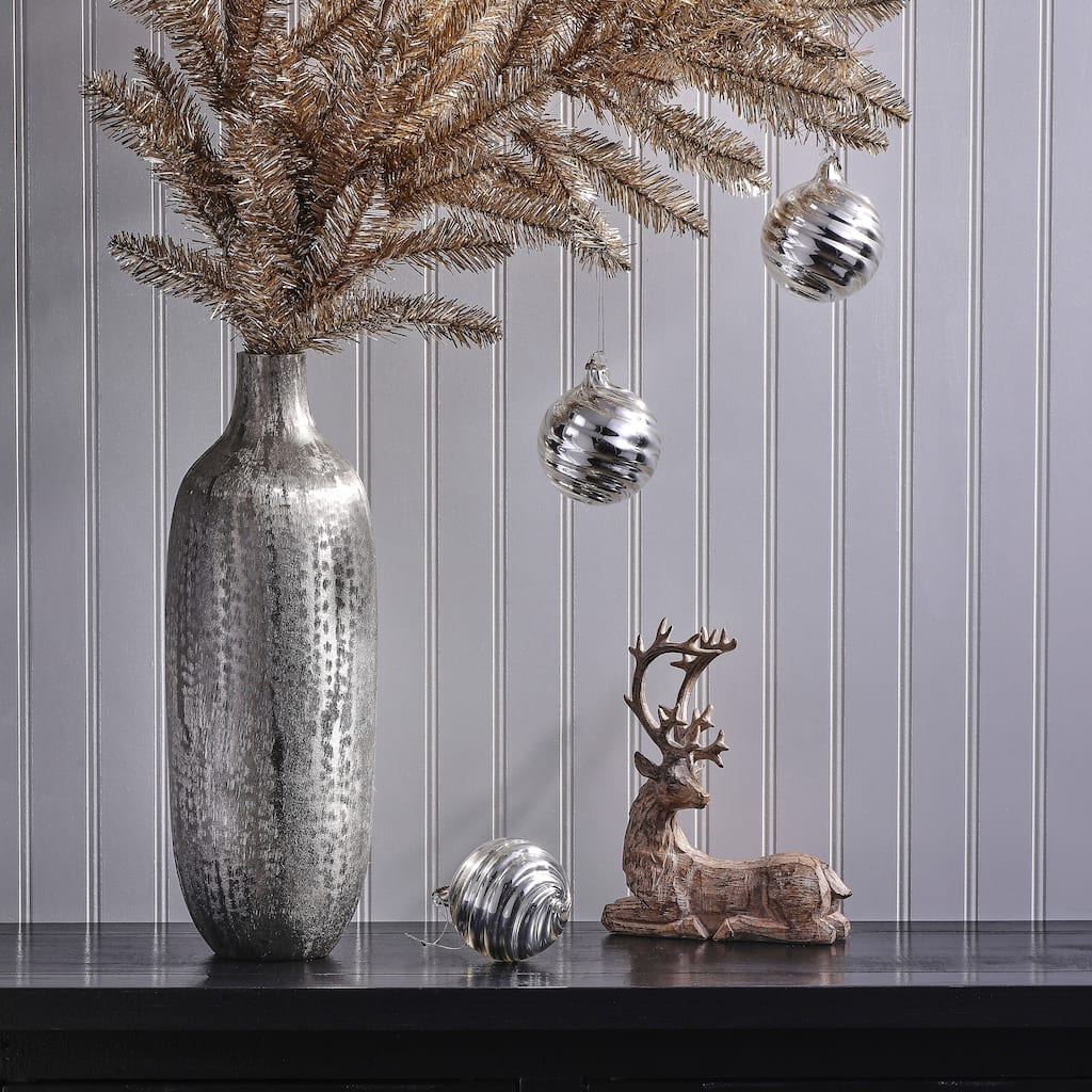 90mm Heavy Glass Ball Ornament Set of 3