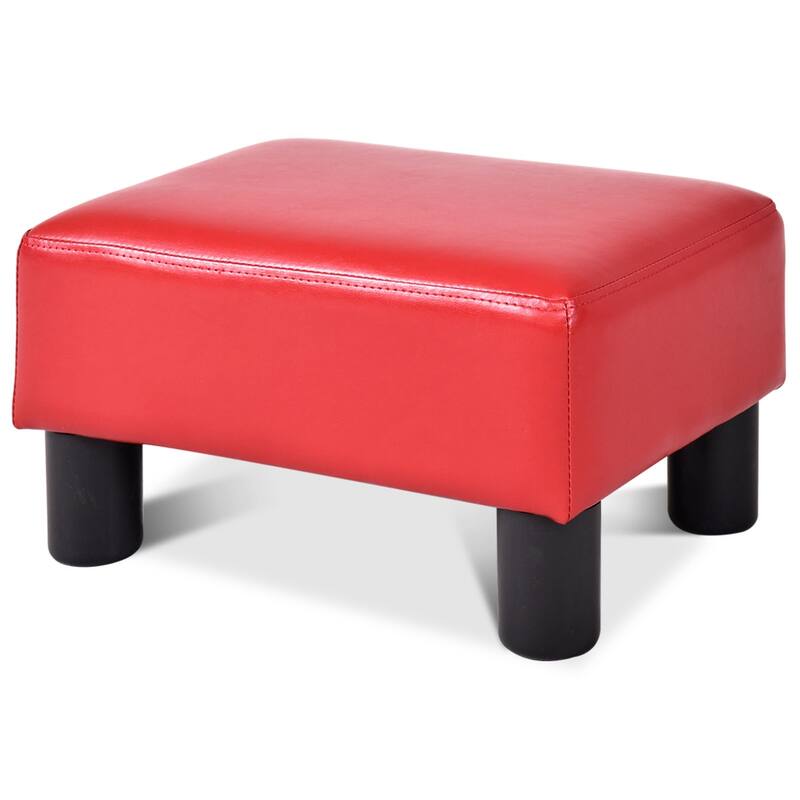 Gymax PU Leather Ottoman Rectangular Footrest Small Stool - See Details