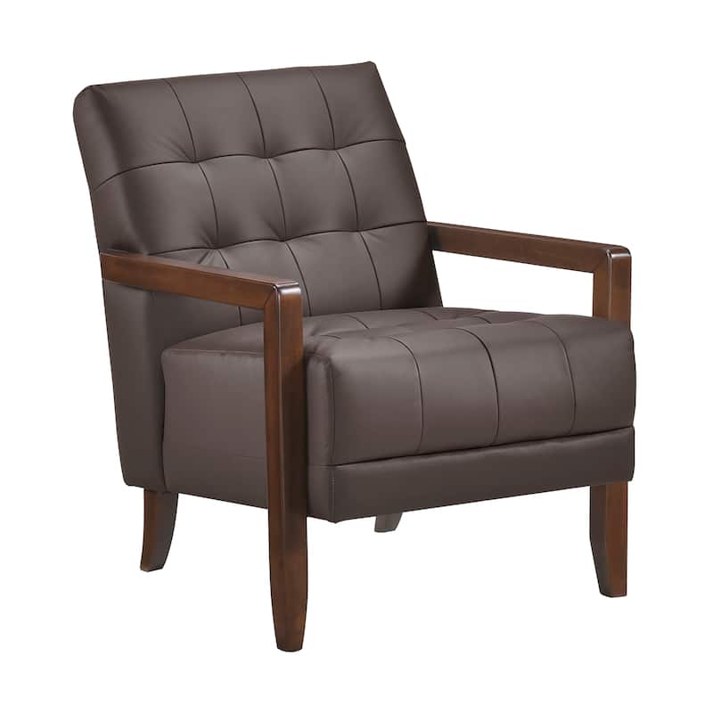Leland Leather Match Accent Chair - Dark Brown