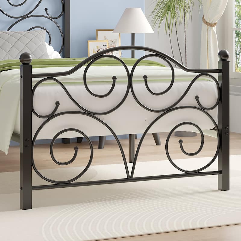 VECELO Twin Size Bed Frame with Headboard and Footboard, Heavy Duty Metal Slat Support