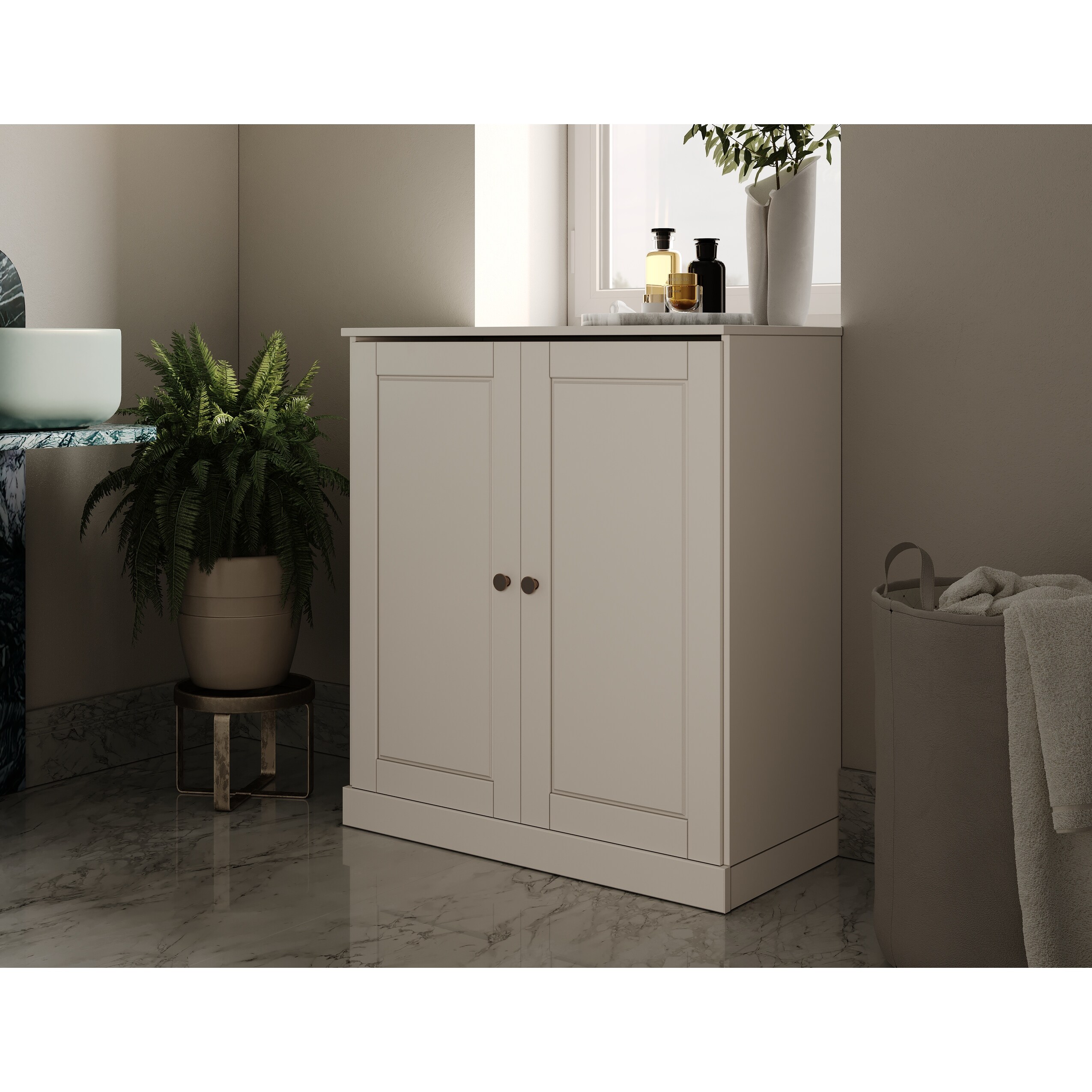100% Solid Wood 16.5" Bathroom Cabinet with Optional Doors by Palace Imports