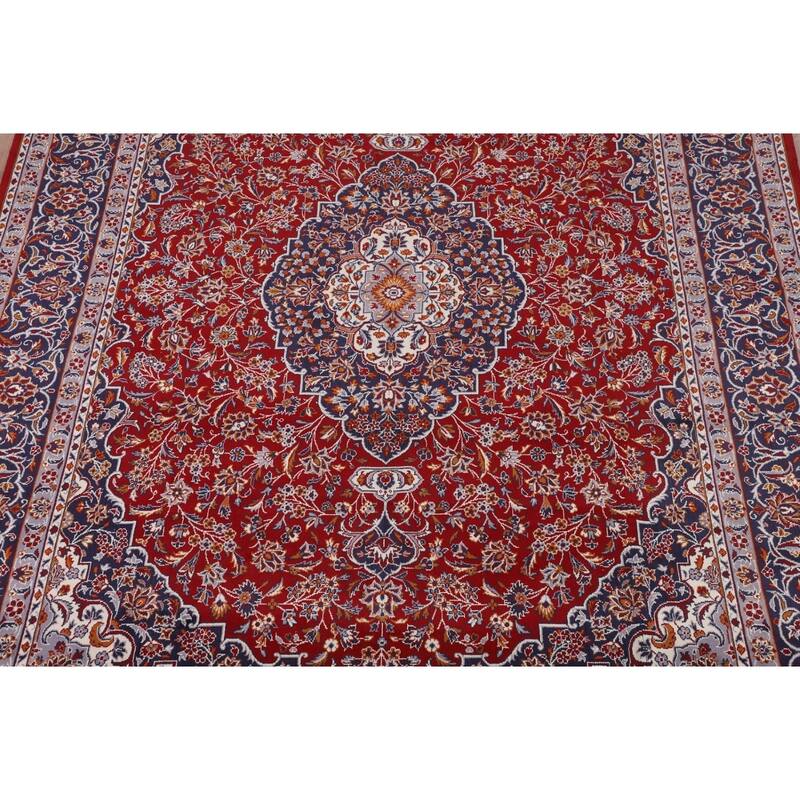 Traditional Kashan Turkish Area Rug Floral Machine-Made Carpet - 9'8" x 12'9"