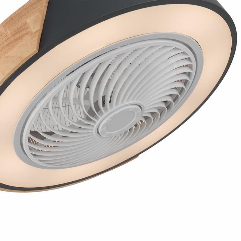 22In Enclosed Low Profile Dimmable Ceiling Fan With Light Wood/Acrylic