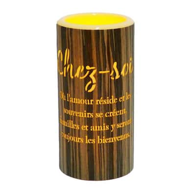 Led With French Text- Chez-Soi Candle