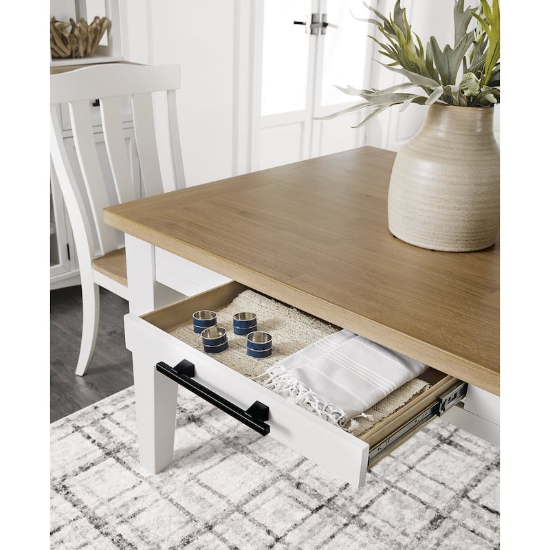 Signature Design by Ashley Ashbryn White/Natural Dining Table and 2 Chairs and Bench