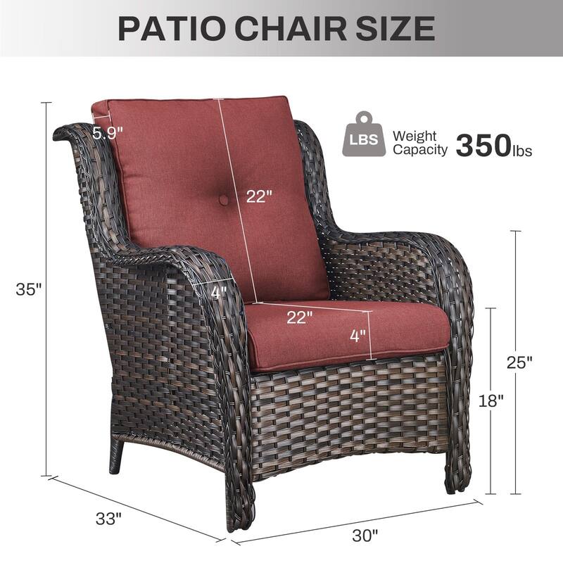 Gymojoy Outdoor Wicker Club Chairs Patio Seating with Olefin Weather-Resistant Cushions