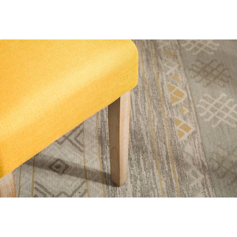 Set of 2 Upholstered Chair Dining Chair with Button Tufted Backrest, Reception Chair Accent Chair with Wood Frame, Yellow